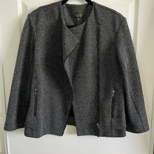 Topshop Gray Blazer Asymmetrical Design Cropped Length